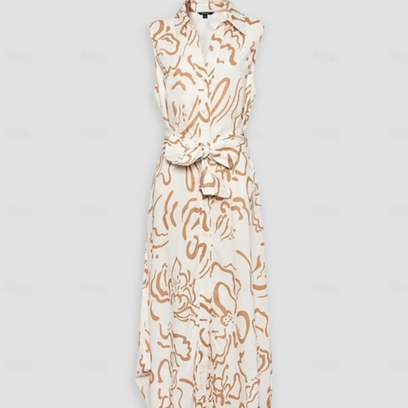 ADOR CURVE POCKET SLEEVELESS SHIRT MAXI DRESS DRESS WITH BELT - Picture 1 of 11